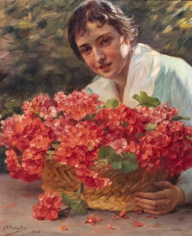 Veloso Salgado - Ragazza con cesto di fiori (1915)